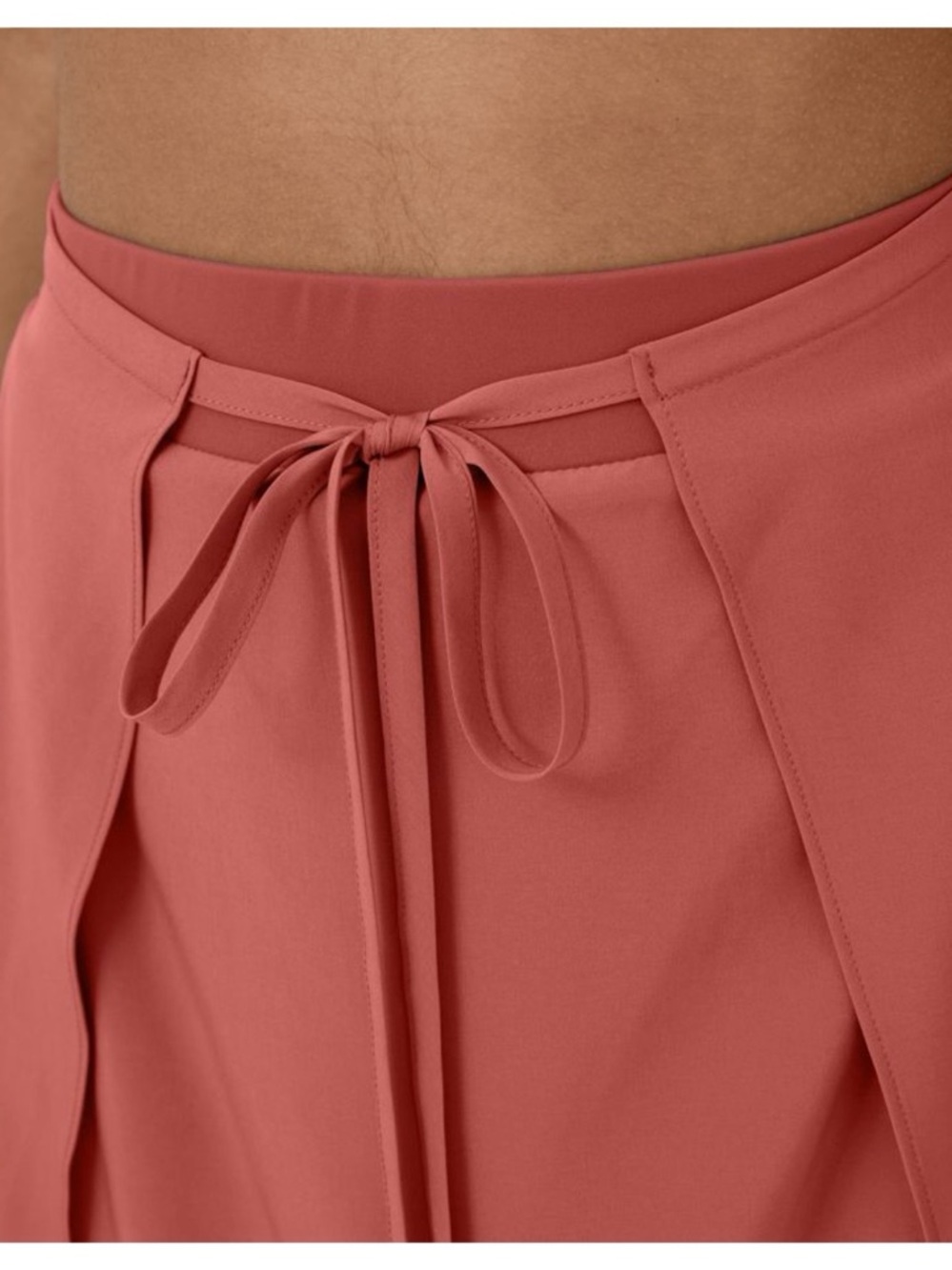 HALARA High Waisted Tie Front Plicated Split Flowy Blush Orange Skirt Sz: Small - Picture 4 of 10